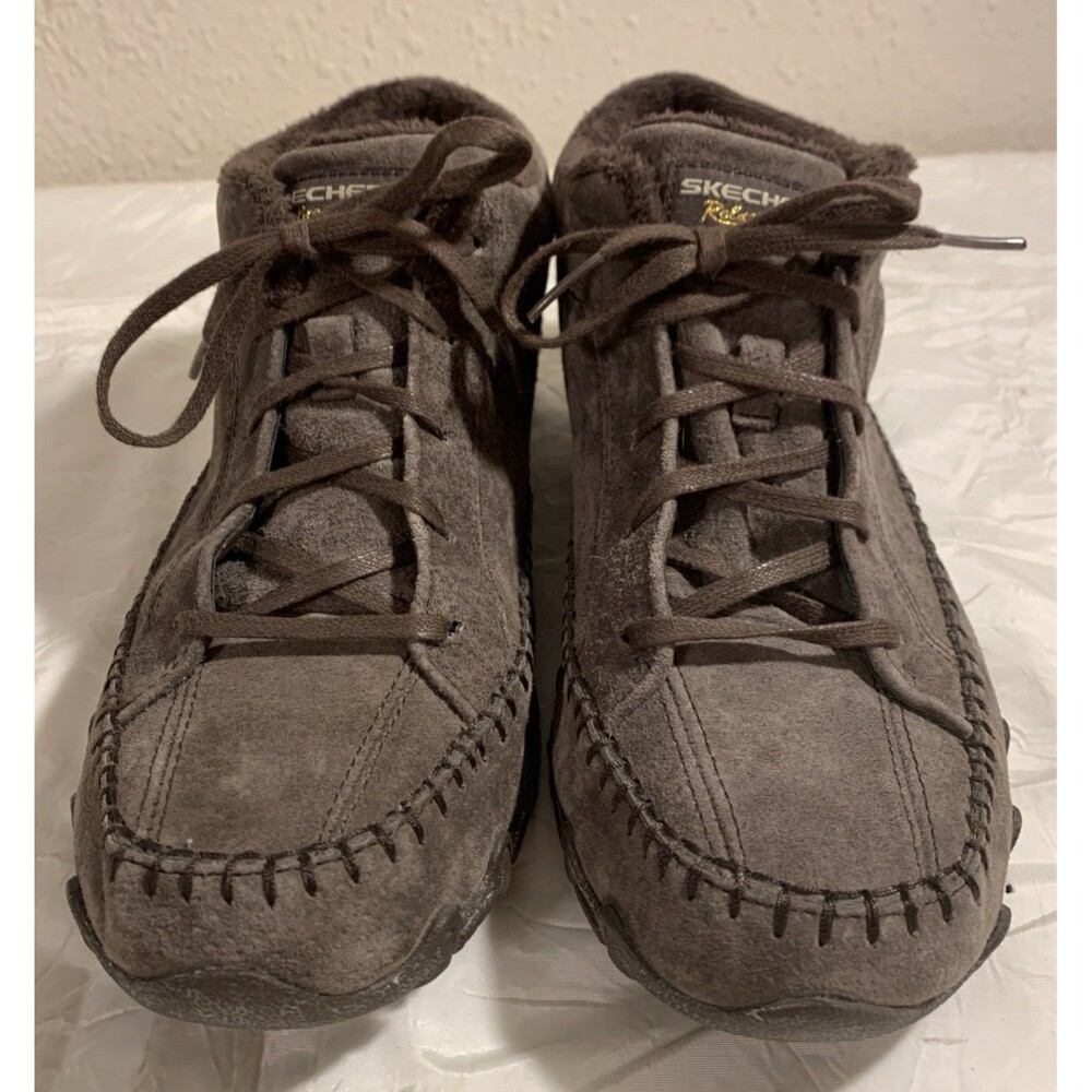 Skechers Bikers Totem Pole Ankle Boots 9.5 Brown Suede